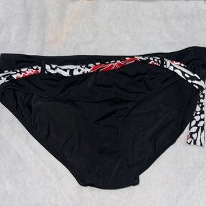 New Directions Black and Red Bikini with Graphic Waistband